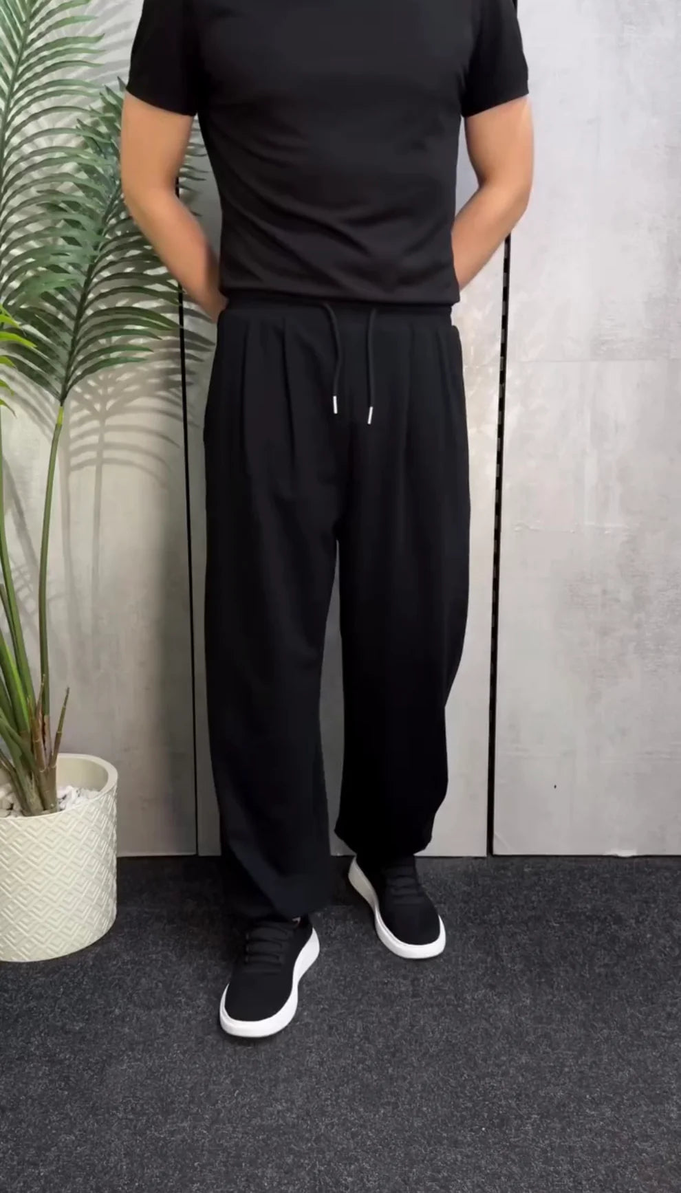Casual Baggy Pants with Drawstring Waist