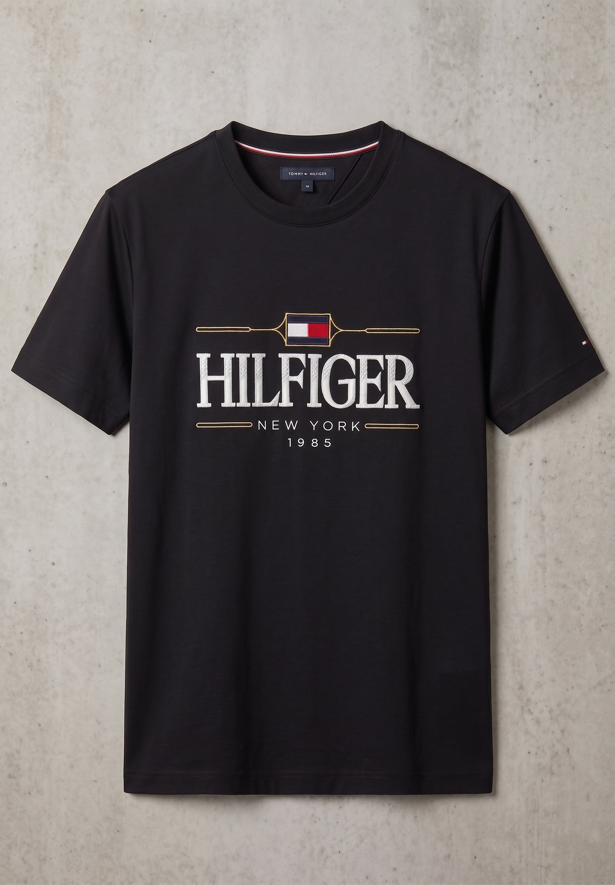 TH Round Neck Cotton Jersey Shirt — Black