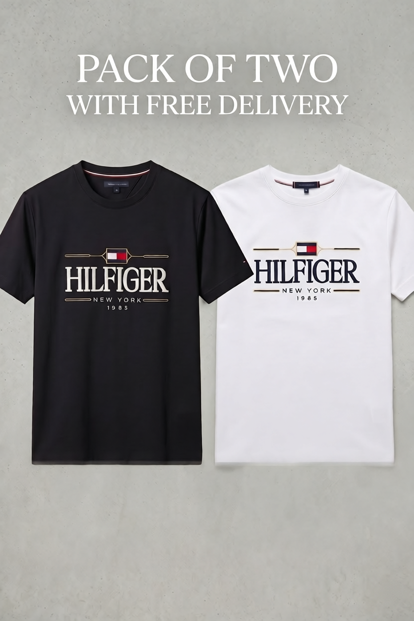 Pack of Two Round Neck cotton T shirt Deal