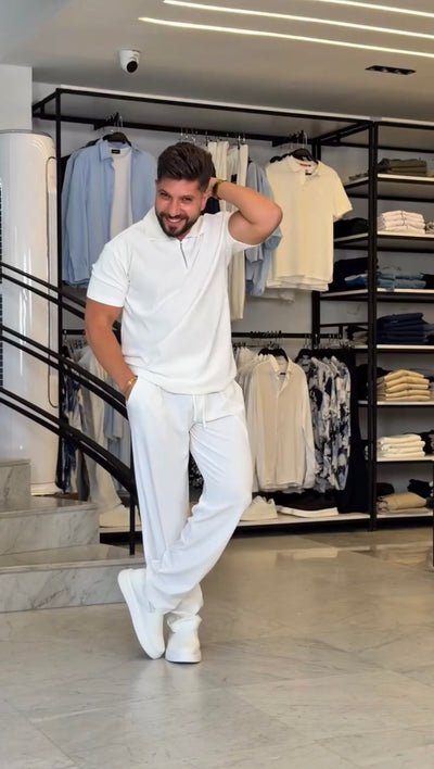 Short Sleeve Zip Top and Pants Set