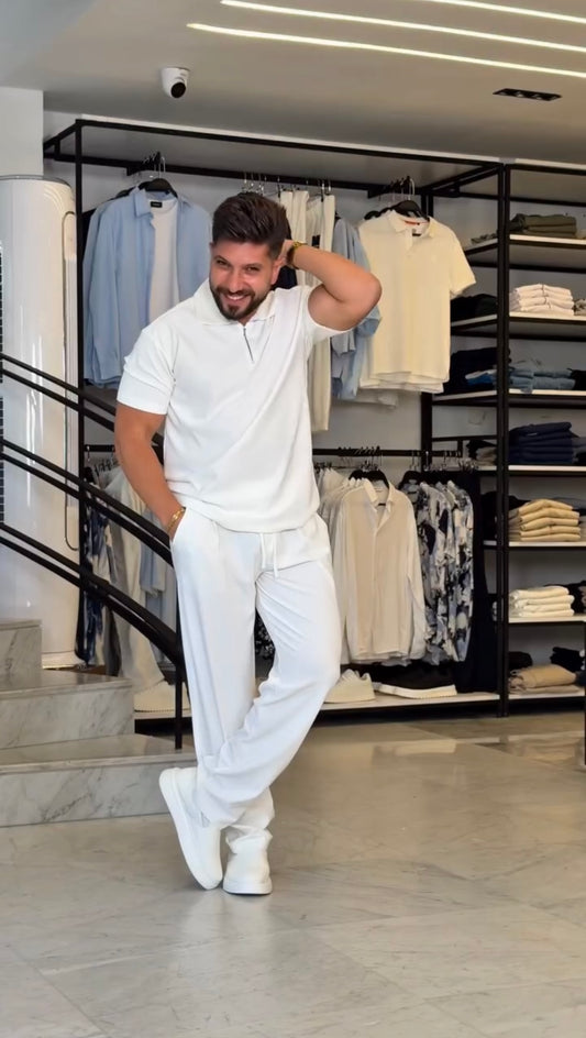 Short Sleeve Zip Top and Pants Set