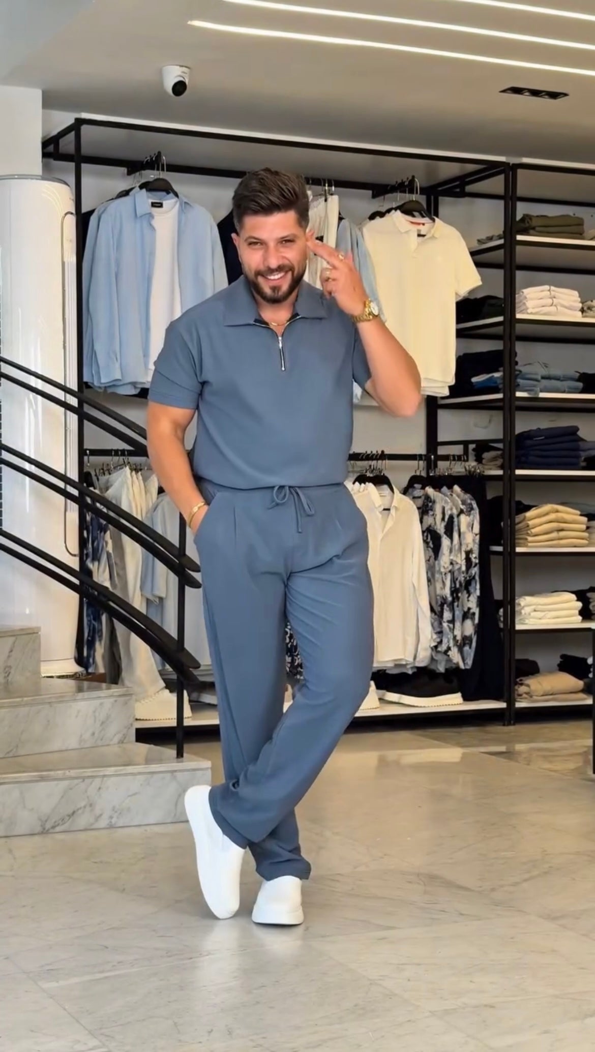 Short Sleeve Zip Top and Pants Set