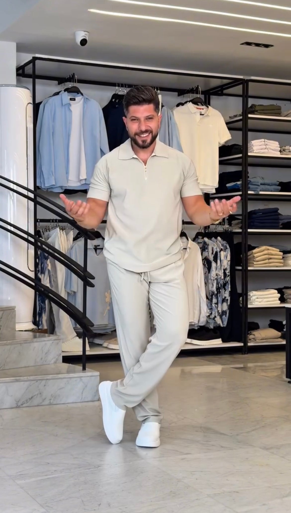 Short Sleeve Zip Top and Pants Set