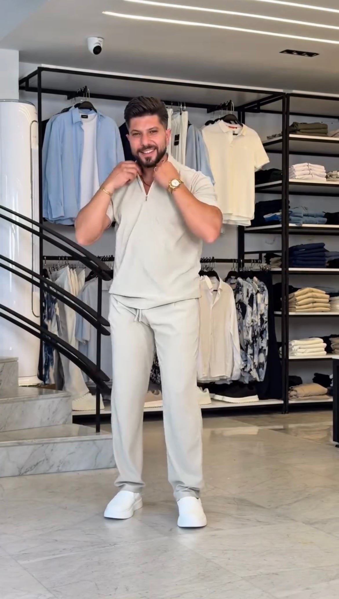 Short Sleeve Zip Top and Pants Set