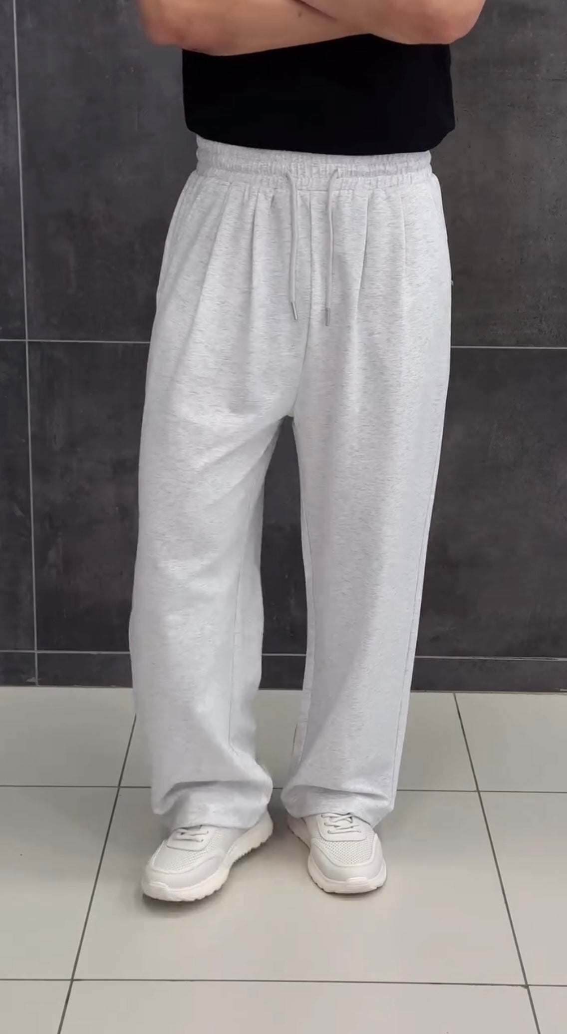 Light Heather Gray Pleated Sweatpants