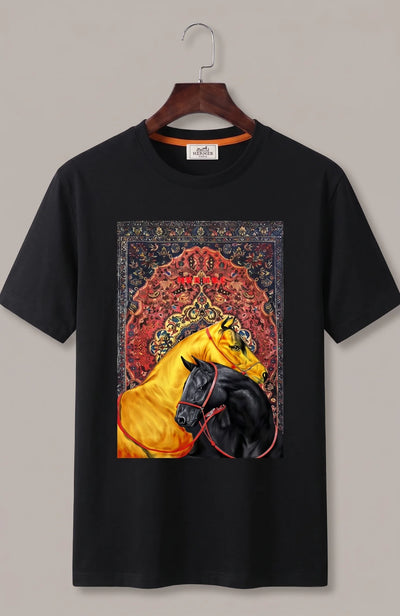Premium Twin Horse Graphic T Shirt