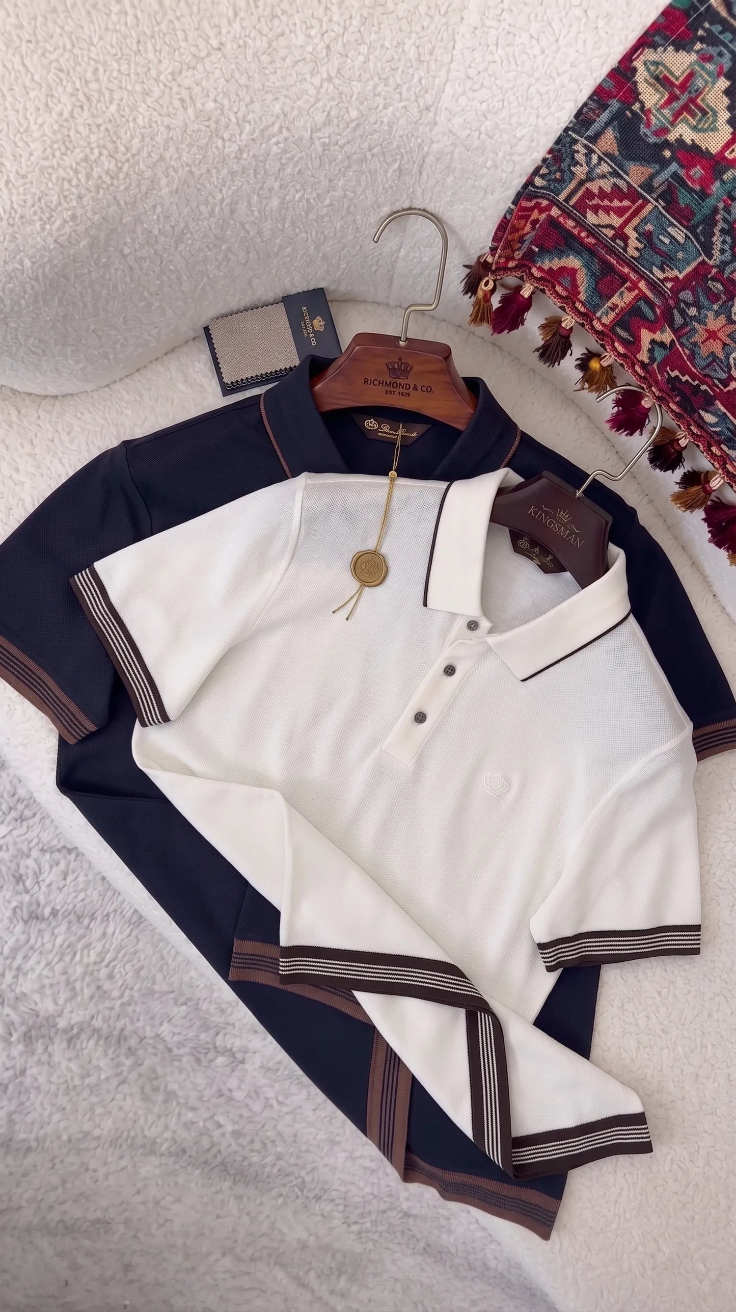 Collared Shirt with Contrast Striped Trim