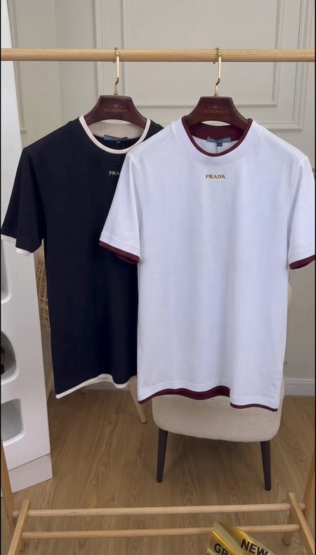 Crew Neck Tee with Stylish Contrast Trim