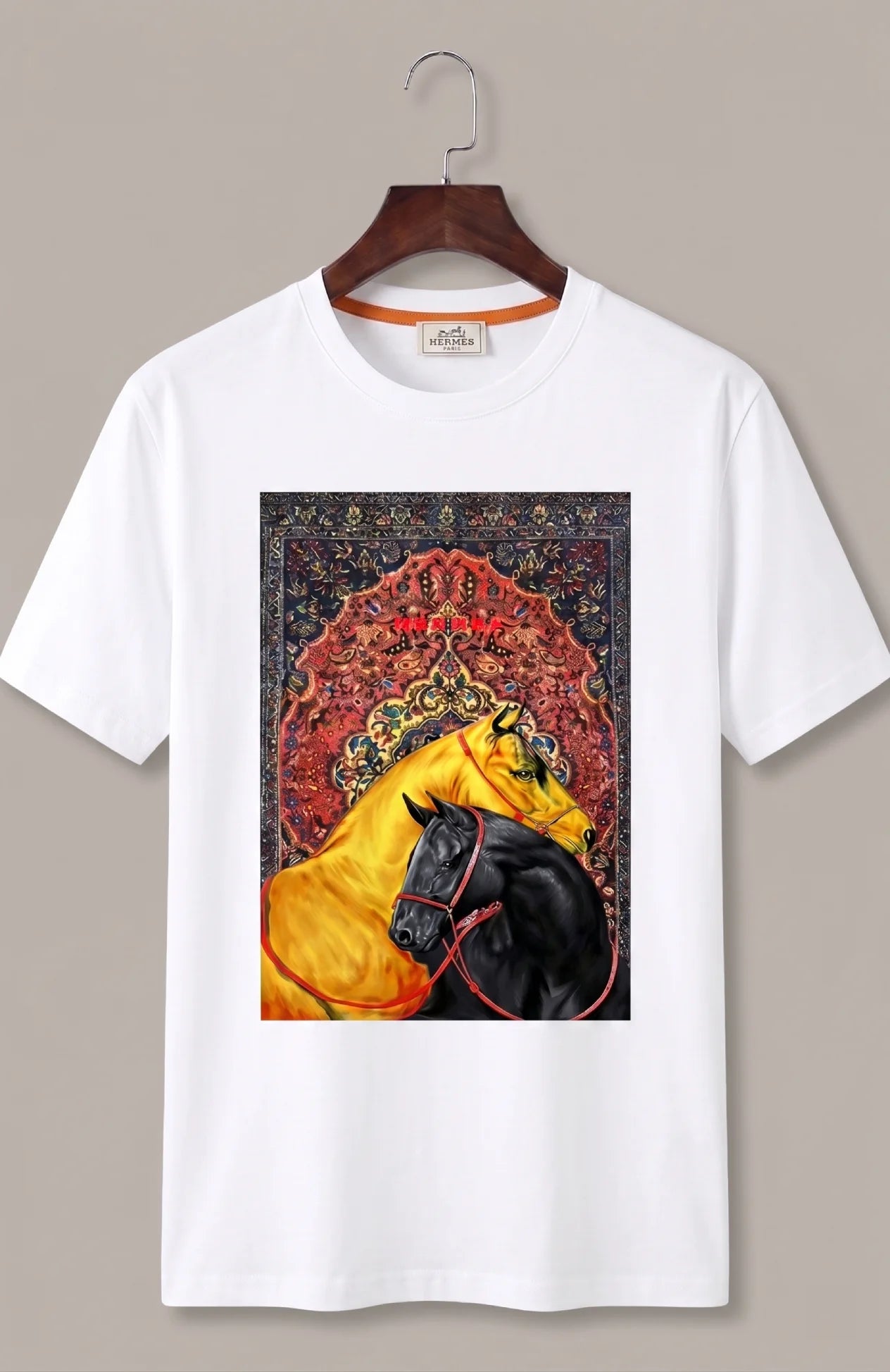 Premium Twin Horse Graphic T Shirt
