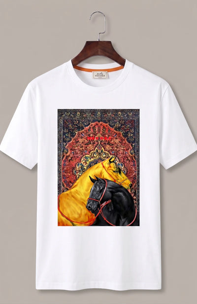Premium Twin Horse Graphic T Shirt